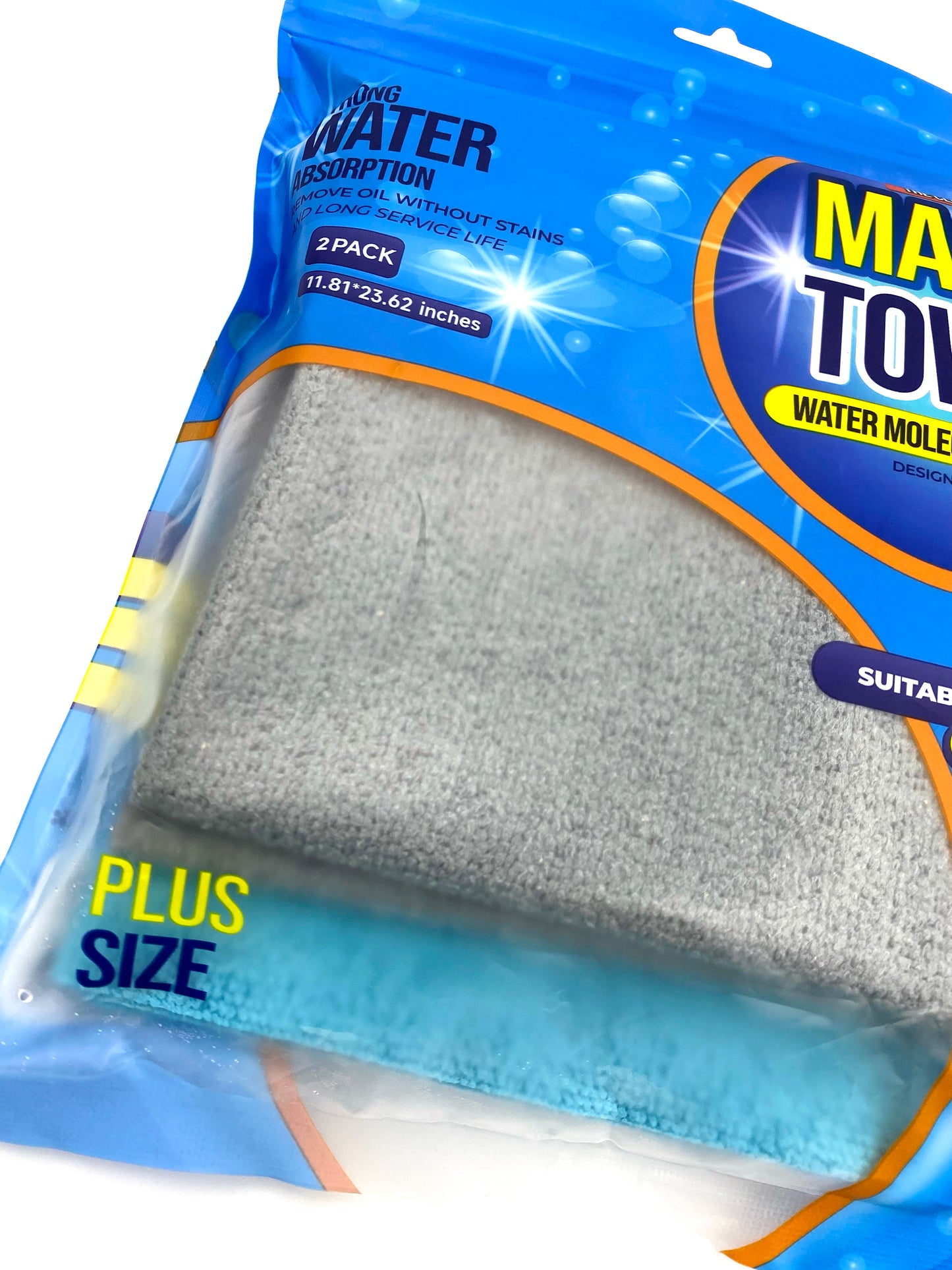 Magic Towel Cloth  - Gray, and Blue - Plus Size - 2 Pack